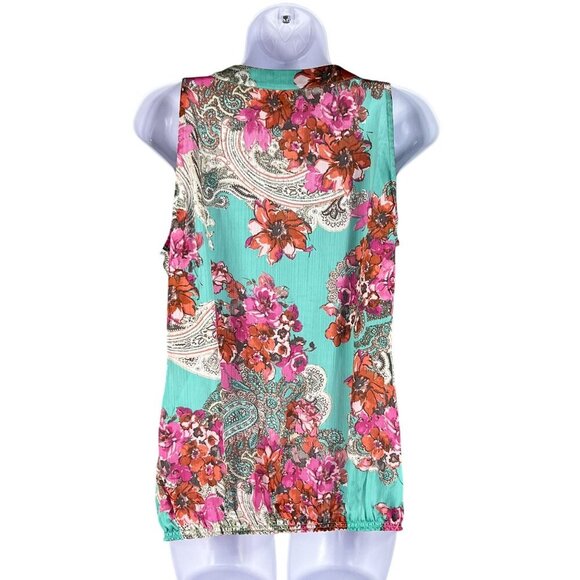 Cache Womens L Floral Sleeveless Cami Tank Chiffon Top Jewel Embellished Fairy - Picture 2 of 12